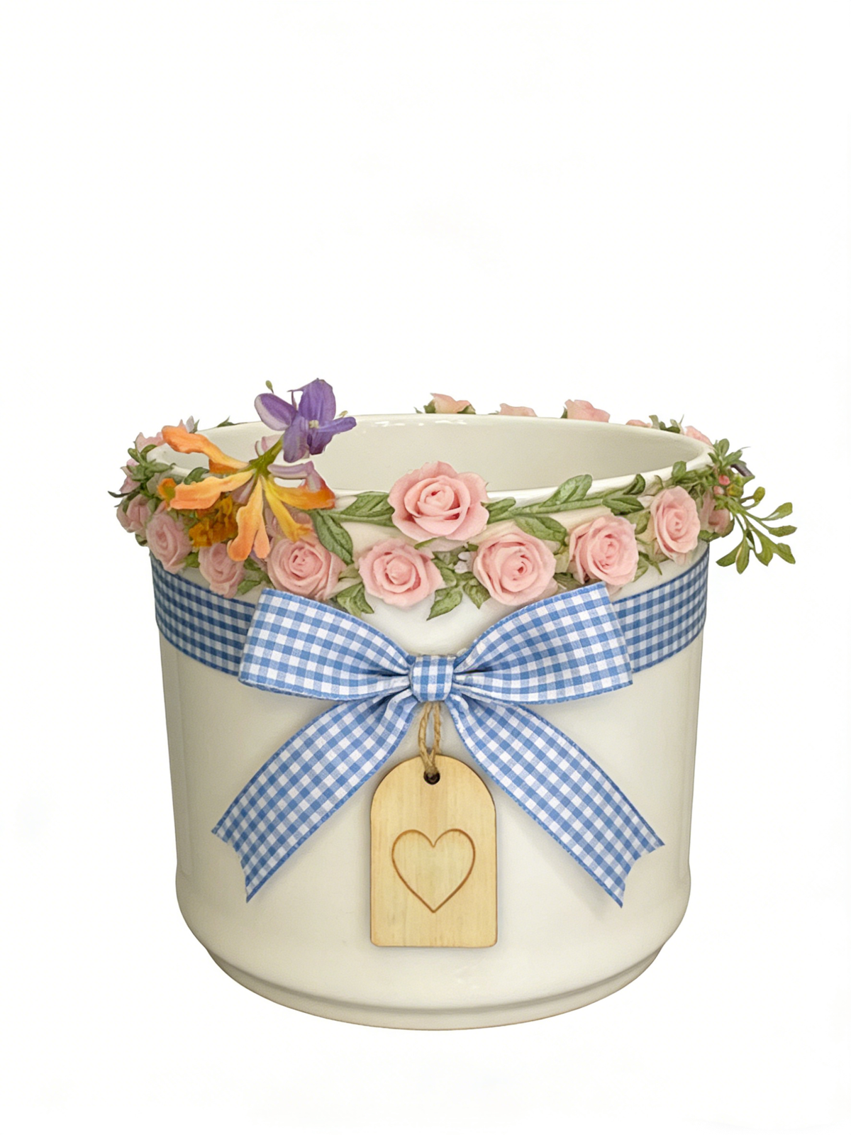 White Flower Basket #B5
