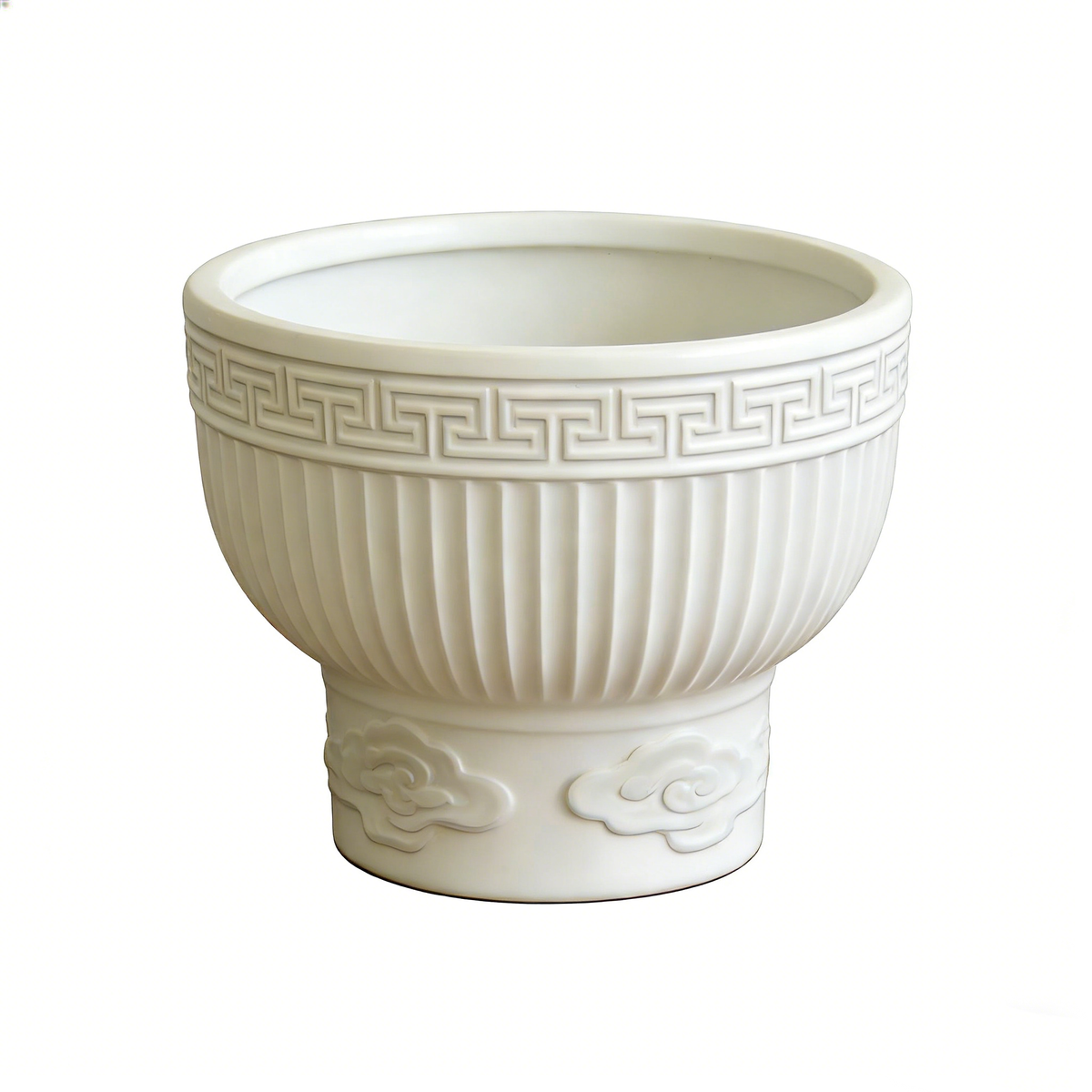 White Ribbed Flower Pot #V147