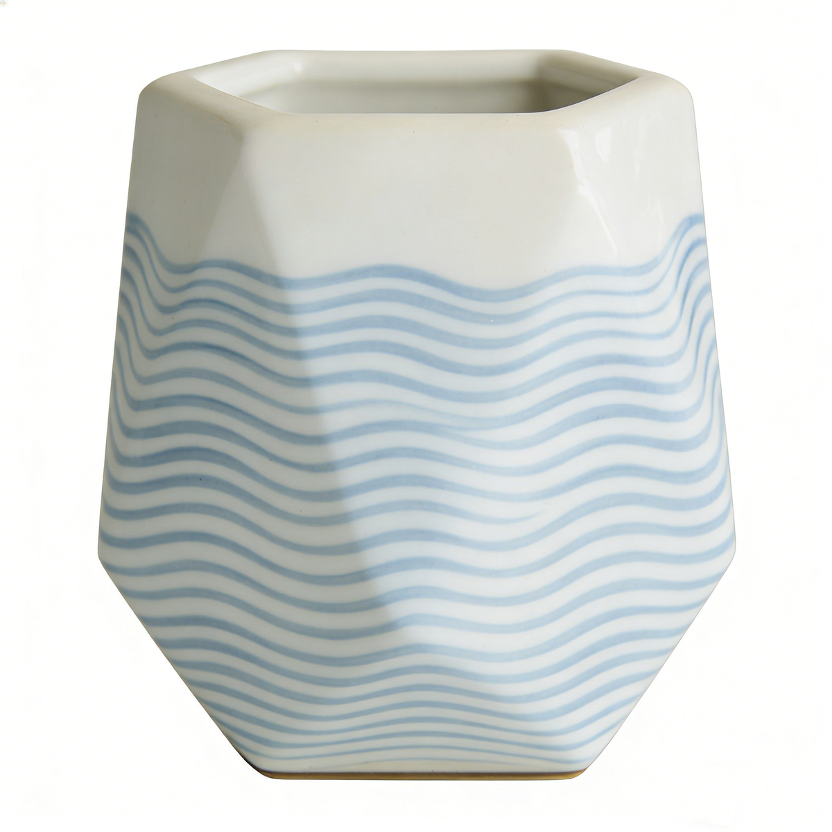 White Geometric Ceramic Flower Pot #V133