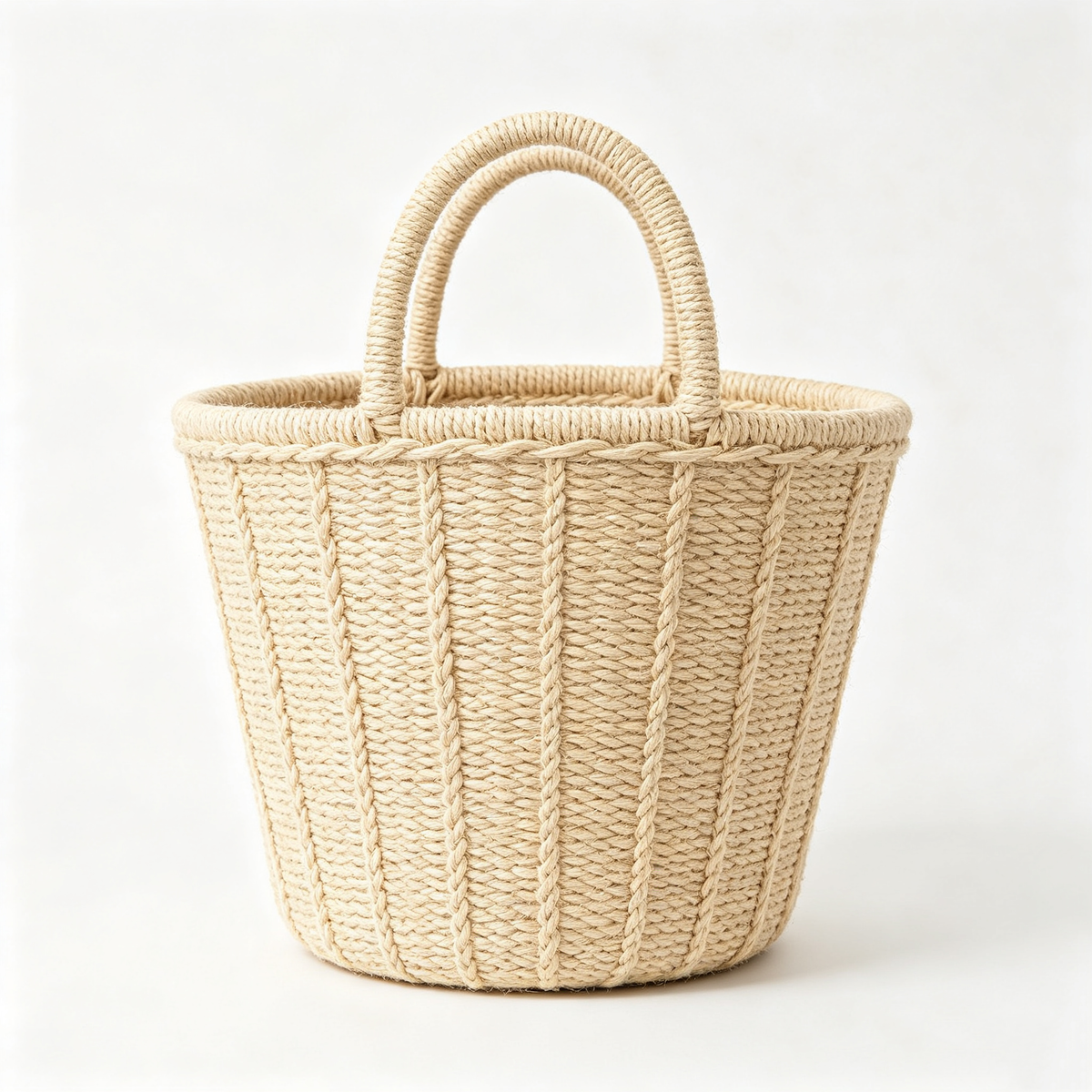 Tapered Woven Storage Basket with Double Handles #B4