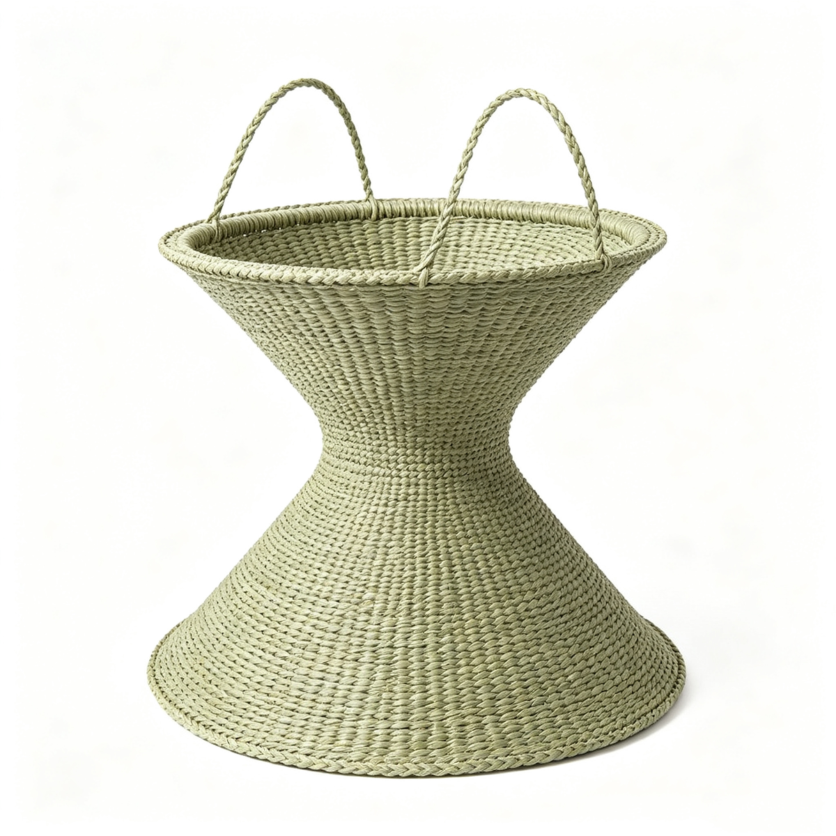 Hourglass Woven Flower Basket with Dual Rope Handles #B7