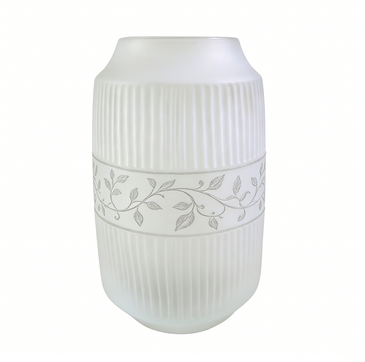 White Ribbed Flower Vase #V154