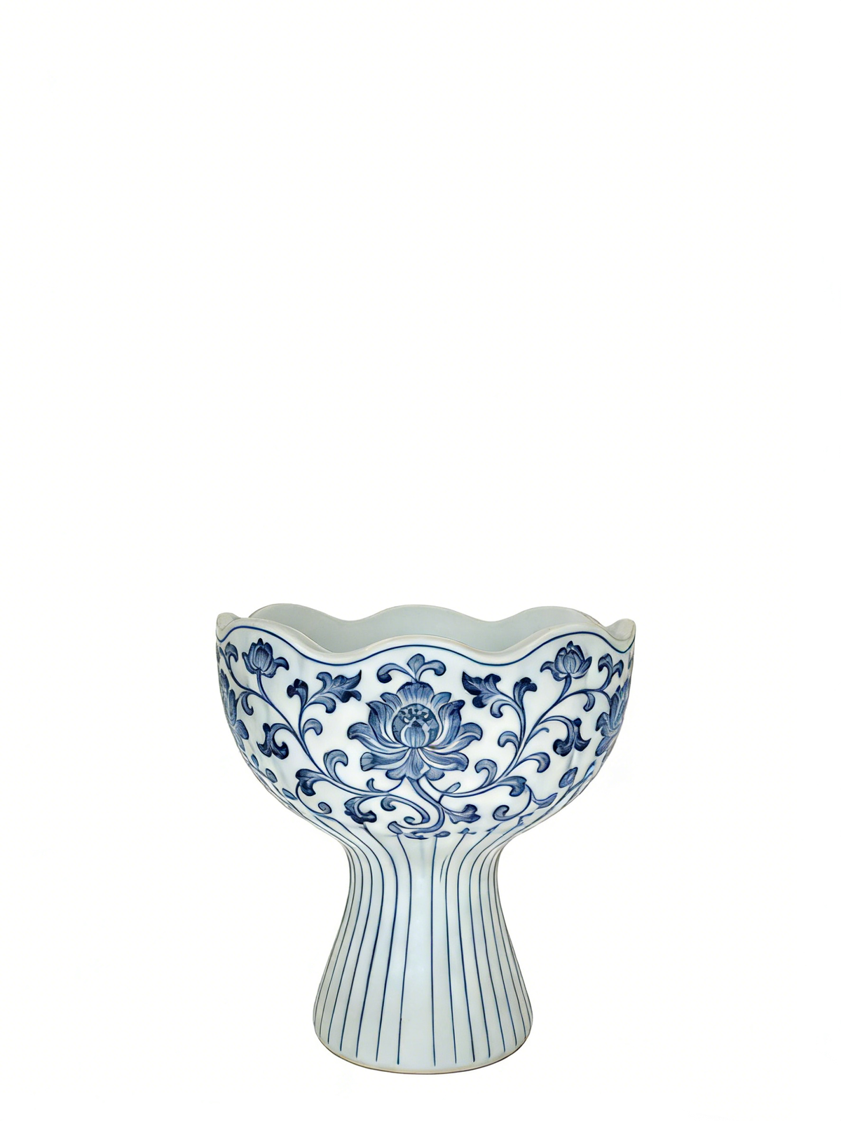 White Ribbed Flower Pot #V135