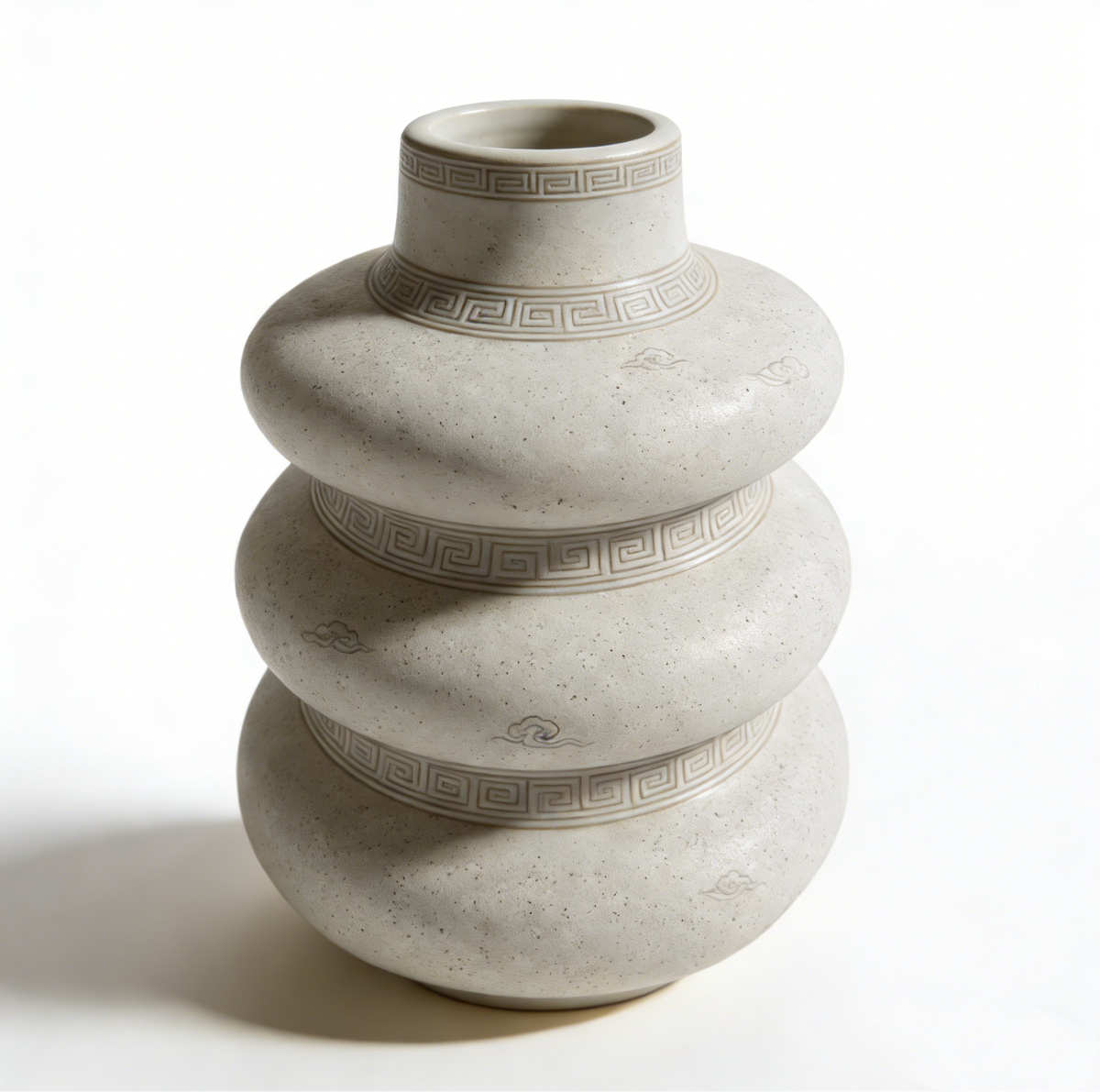 Ceramic white patterned spiral vase