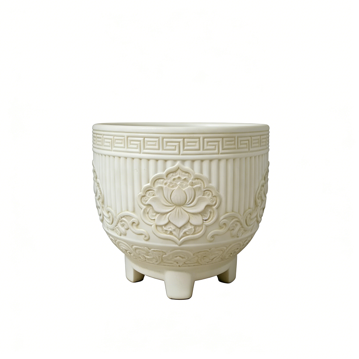 White Ribbed Flower Pot #V141