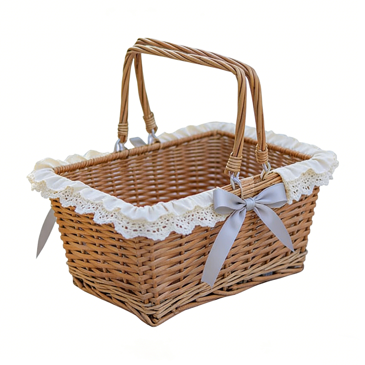 Rectangular Flower Basket with Handle #B7