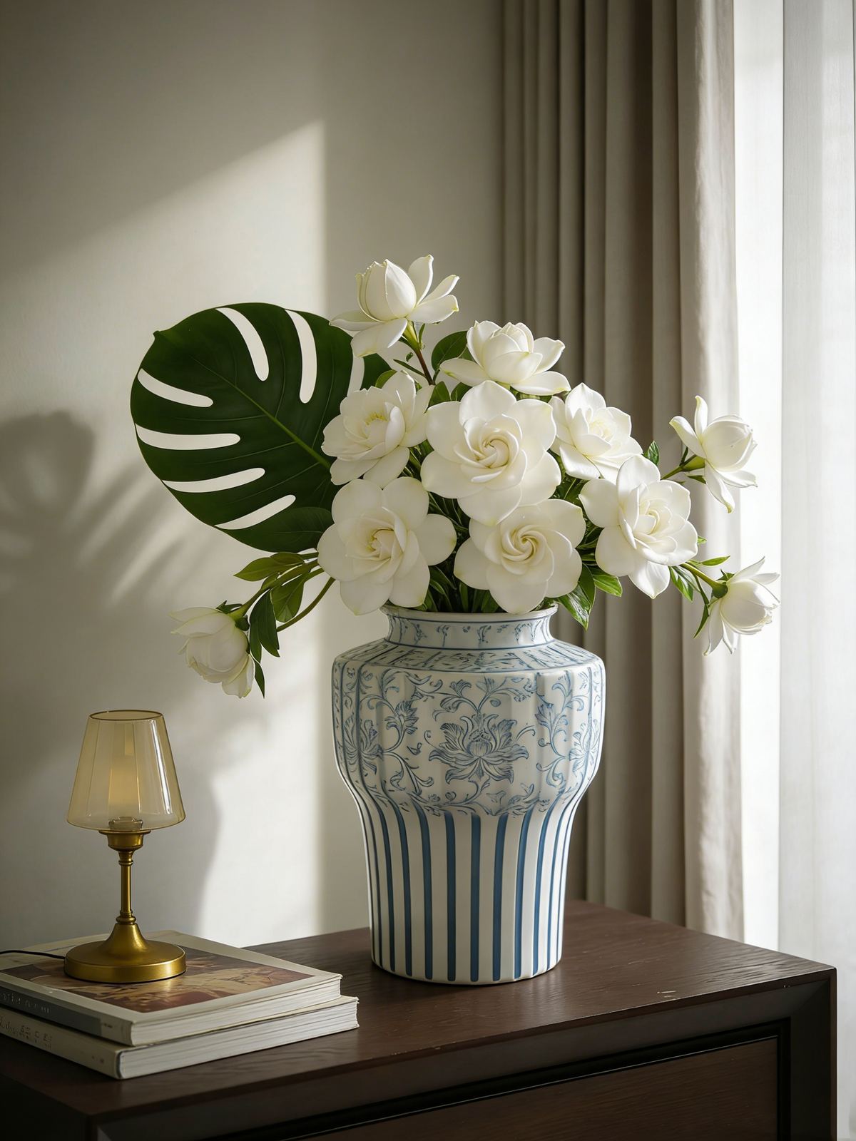 White Ribbed Flower Vase #V132