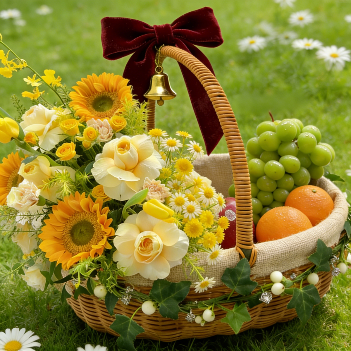 Oval Flower Basket with Handle #B8