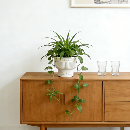 White Ribbed Flower Pot #V147