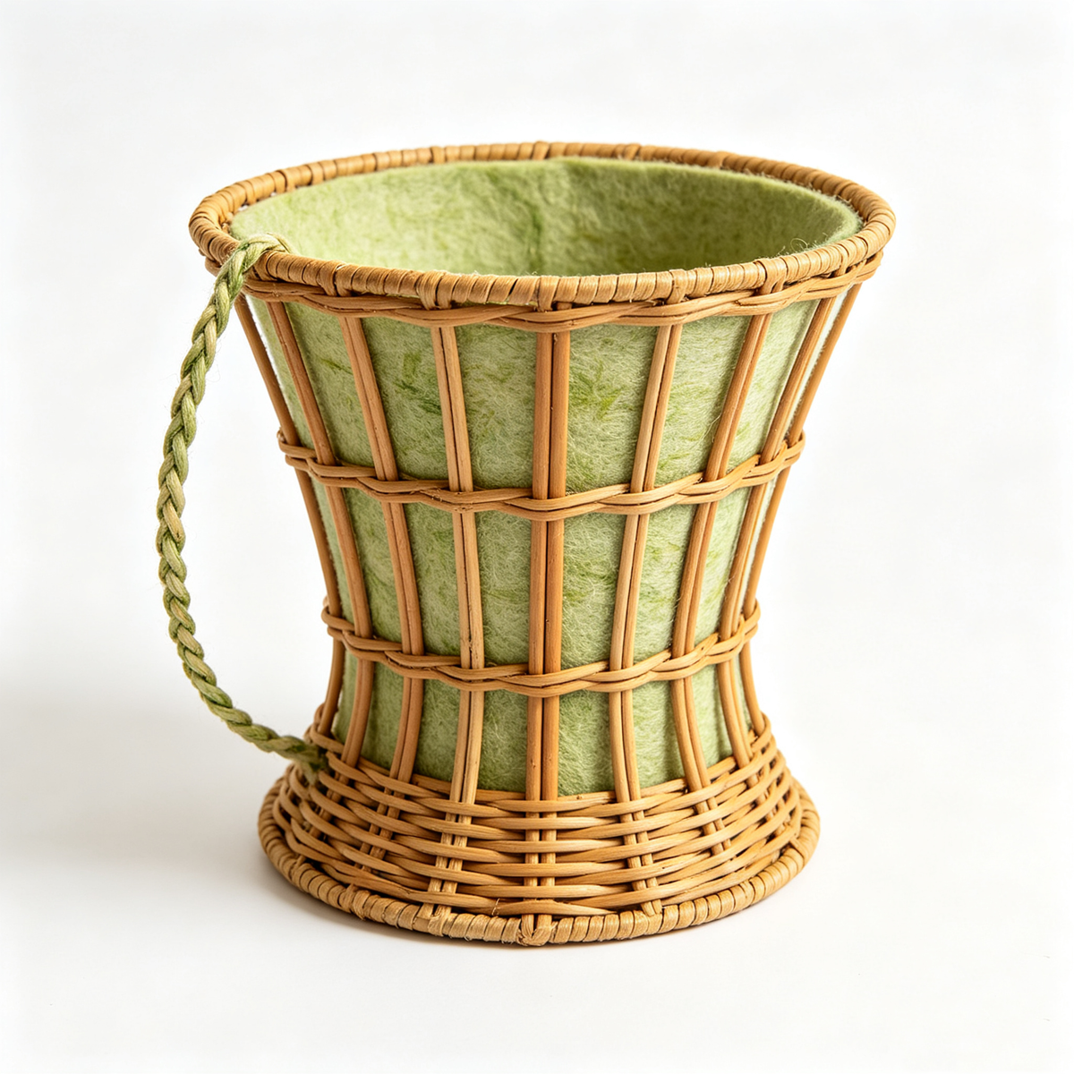 Hourglass Wicker Flower Basket with Braided Rope Handle #B2