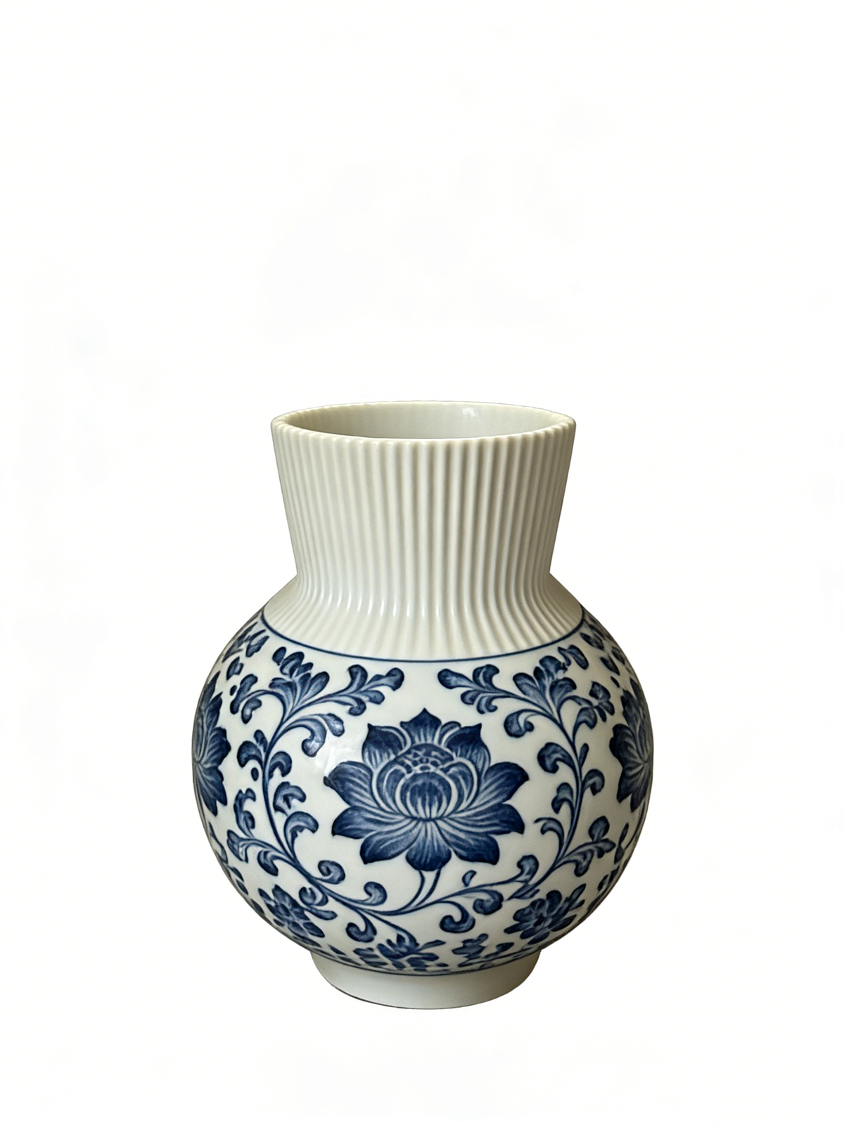 White Ribbed Flower Vase #V129