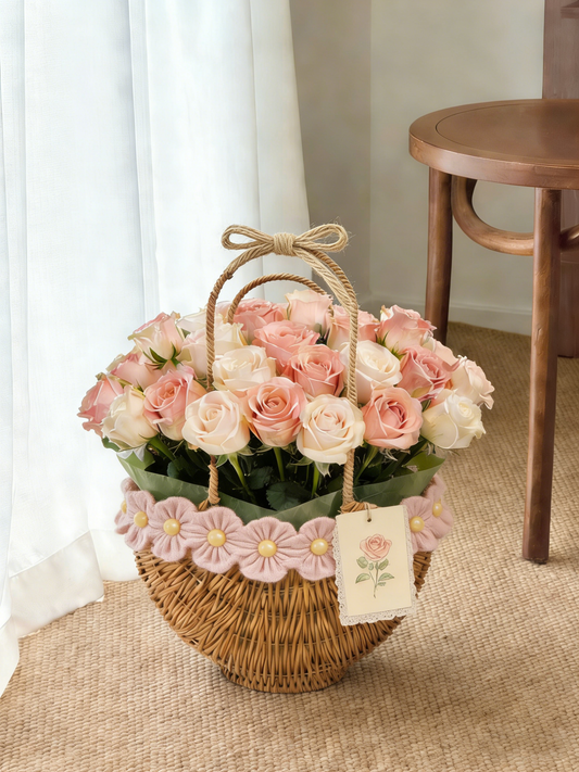 Flower Basket with Handle #B9