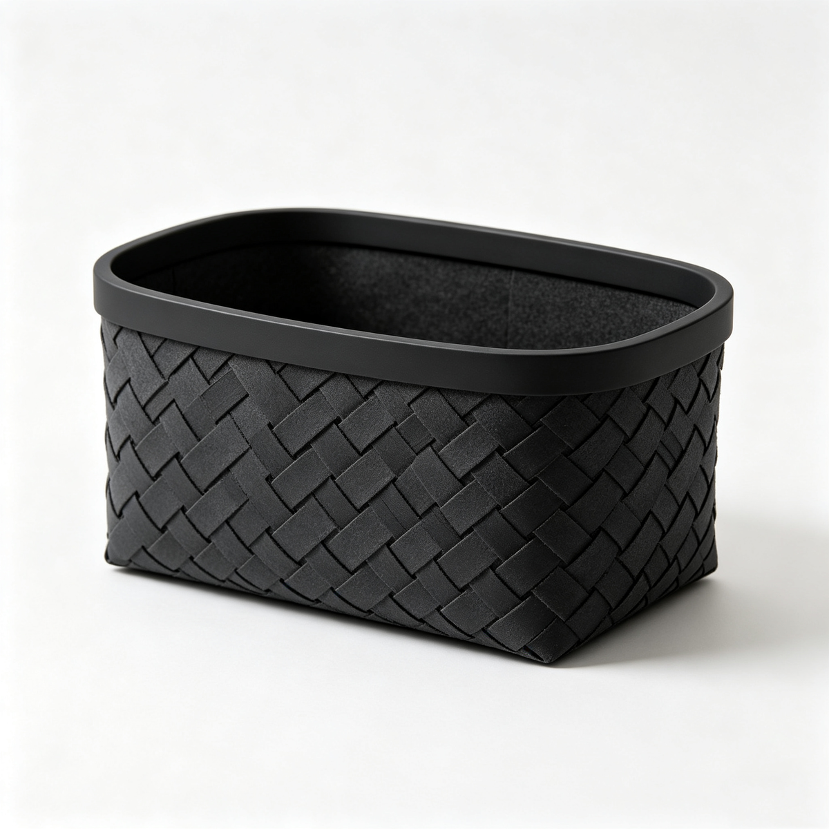 Oval Woven Storage Basket with Black Rim #B8